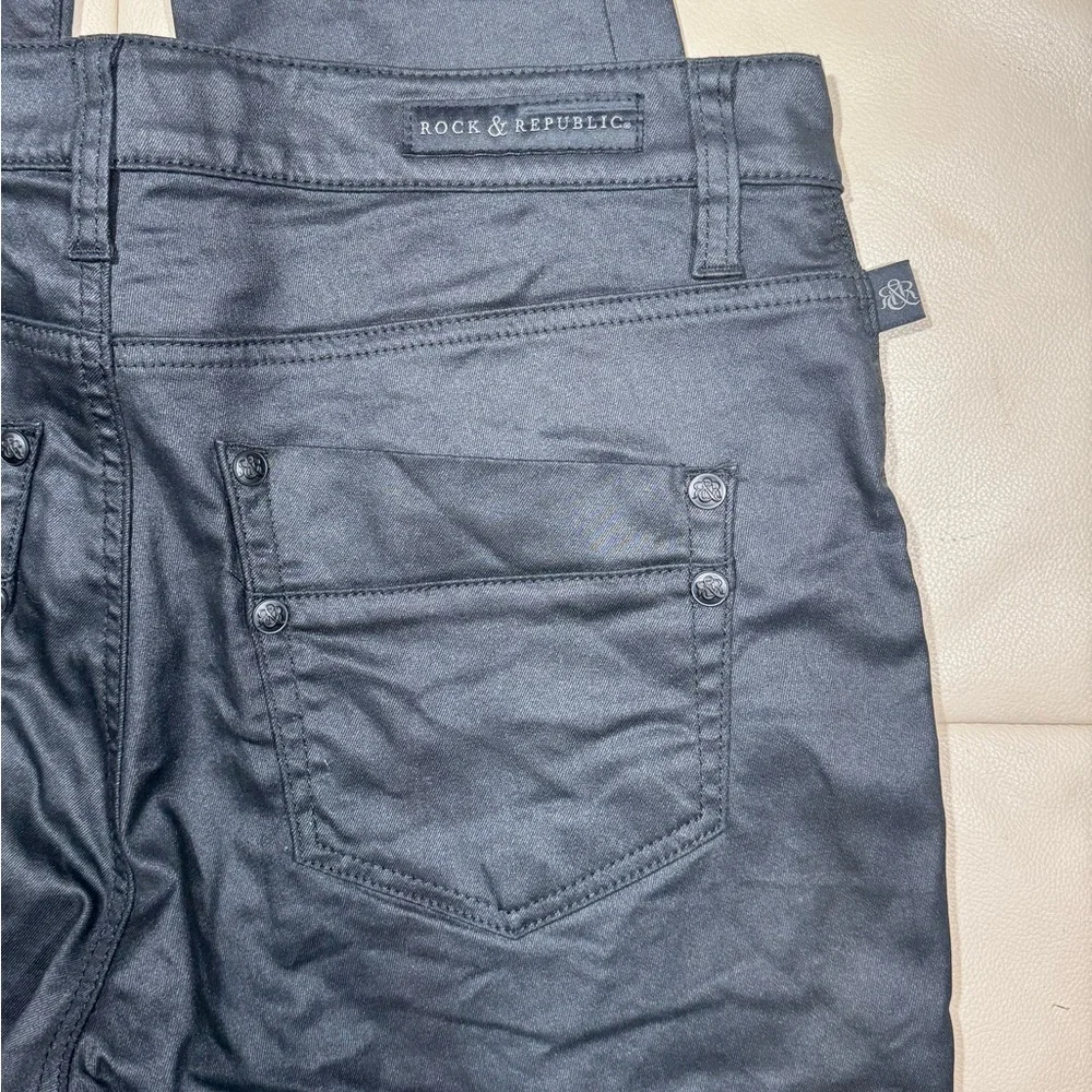 Rock & Republic Women’s Kashmiere Shiny Black Skinny Jeans - Picture 13 of 13